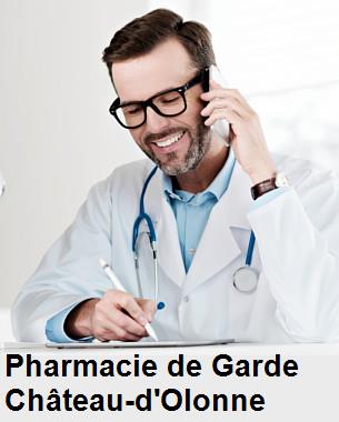 Pharmacie de garde ouverte aujourd'hui sur Château-d'Olonne (85180), urgence 24h/24h et 7j/7j, nuit et dimanche.