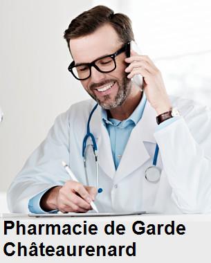 Pharmacie de garde ouverte aujourd'hui sur Châteaurenard (13160), urgence 24h/24h et 7j/7j, nuit et dimanche.