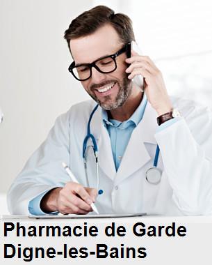 Pharmacie de garde ouverte aujourd'hui sur Digne-les-Bains (04000), urgence 24h/24h et 7j/7j, nuit et dimanche.