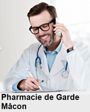 Pharmacie de garde ouverte aujourd'hui sur Mâcon (71000), urgence 24h/24h et 7j/7j, nuit et dimanche.