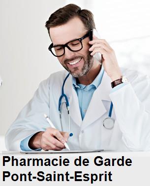 Pharmacie de garde ouverte aujourd'hui sur Pont-Saint-Esprit (30130), urgence 24h/24h et 7j/7j, nuit et dimanche.