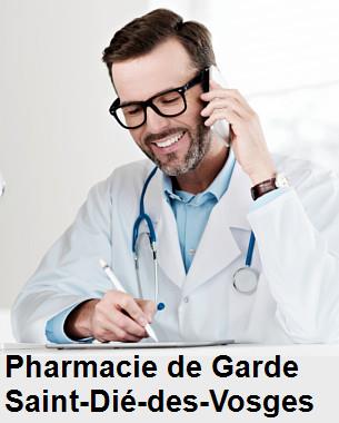Pharmacie de garde ouverte aujourd'hui sur Saint-Dié-des-Vosges (88100), urgence 24h/24h et 7j/7j, nuit et dimanche.