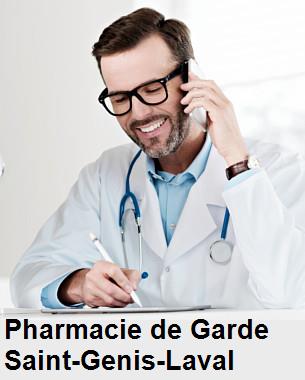 Pharmacie de garde ouverte aujourd'hui sur Saint-Genis-Laval (69230), urgence 24h/24h et 7j/7j, nuit et dimanche.
