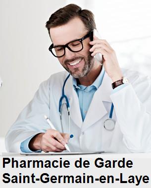 Pharmacie de garde ouverte aujourd'hui sur Saint-Germain-en-Laye (78100), urgence 24h/24h et 7j/7j, nuit et dimanche.